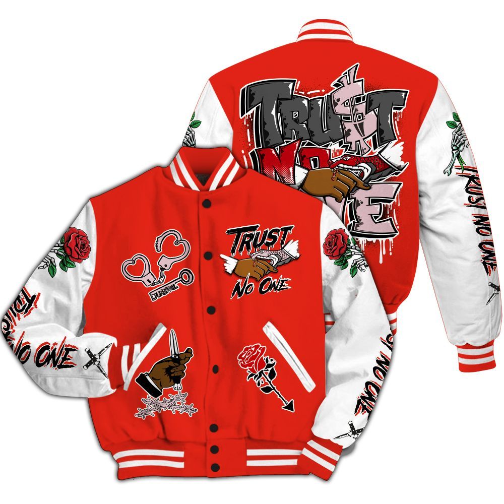Varsity Jacket To Match Air Force 1 Low GS Valentine's Day - Trust No One Dripping All Over Print