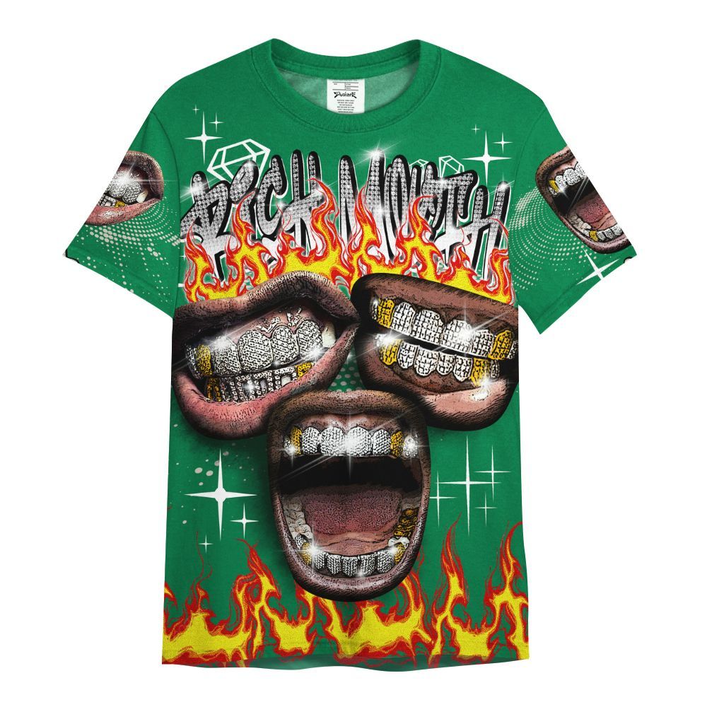 Shirt To Match Lucky Green 2s - Rich Mouth Fire Rap Retro 90s All Over Print