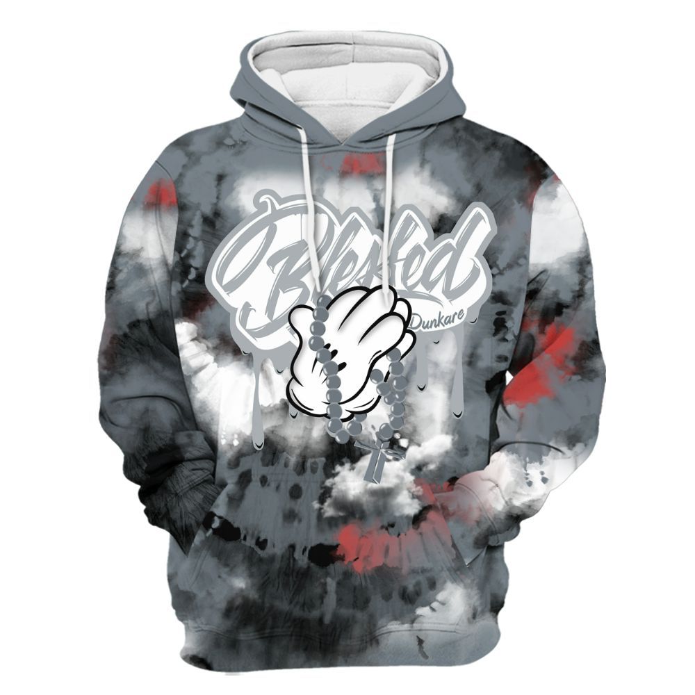 Hoodie To Match Wolf Grey 13s - God Blessed Tie Dye All Over Print