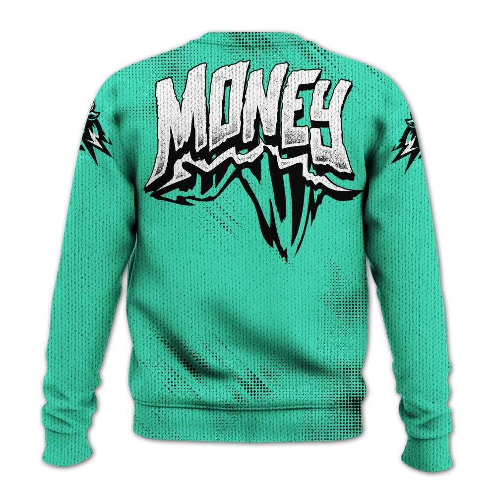 Knitted Sweater To Match Black Green Glow 3s - Hustle Make Money Green Glow 3s