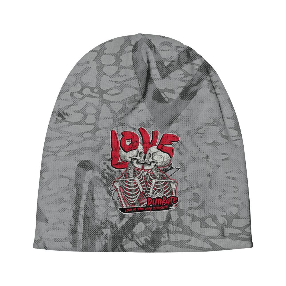 Beanie Hat To Match Black Cement 3s - Skull Love Graphic
