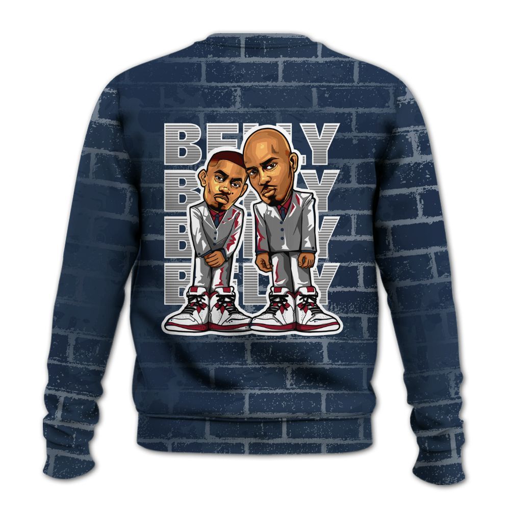 Sweatshirt To Match White Midnight Navy 6s - Belly Sneakers Graphic Halloween All Over Print