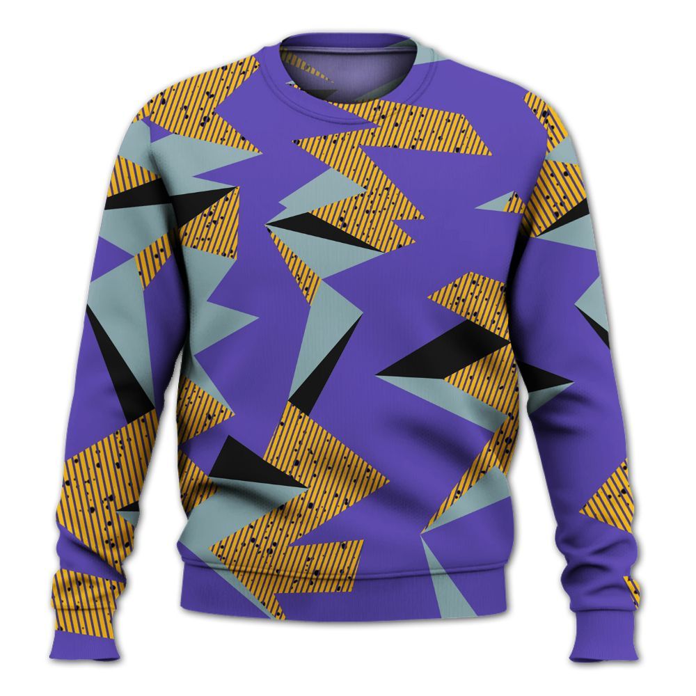 Sweatshirt To Match Imperial Purple 4s - Geometric Camouflage Pattern All Over Print