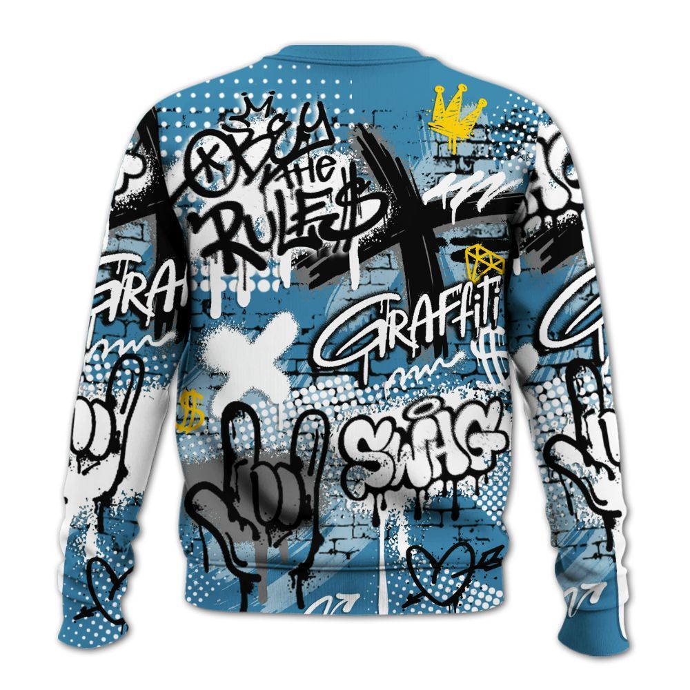 Sweatshirt To Match High OG UNC Reimagined 1s - True It Real Graffiti Streetwear All Over Print