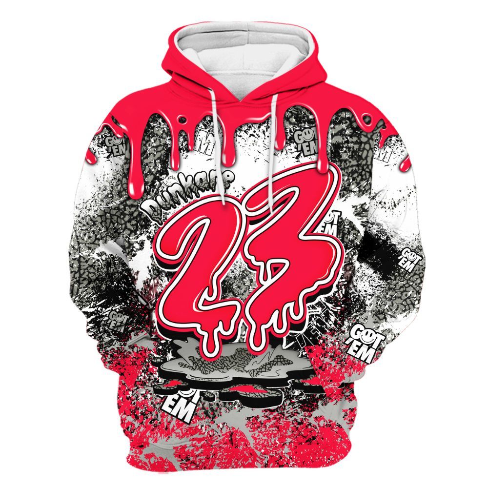 Hoodie To Match Retro Fire Red 3s - Dripping 23 Drip All Over Print