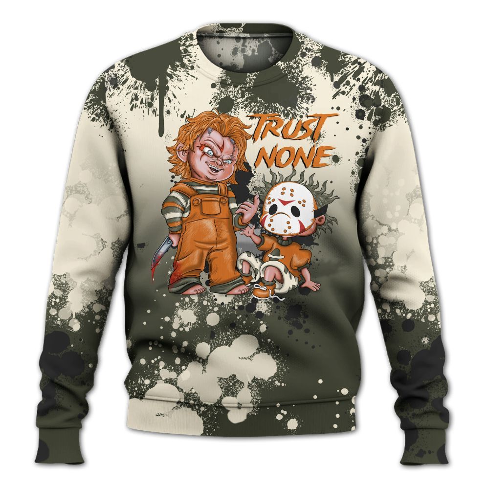 Sweatshirt To Match Retro Undefeated 4s - Trust No One Scary All Over Print