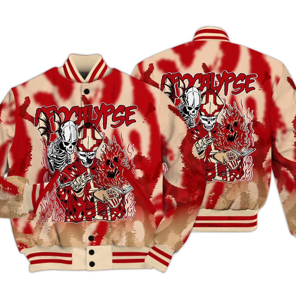 Varsity Jacket To Match Dunk Low Strawberry Waffle - Apocalypse Skeleton Burn Varsity Jacket Unisex