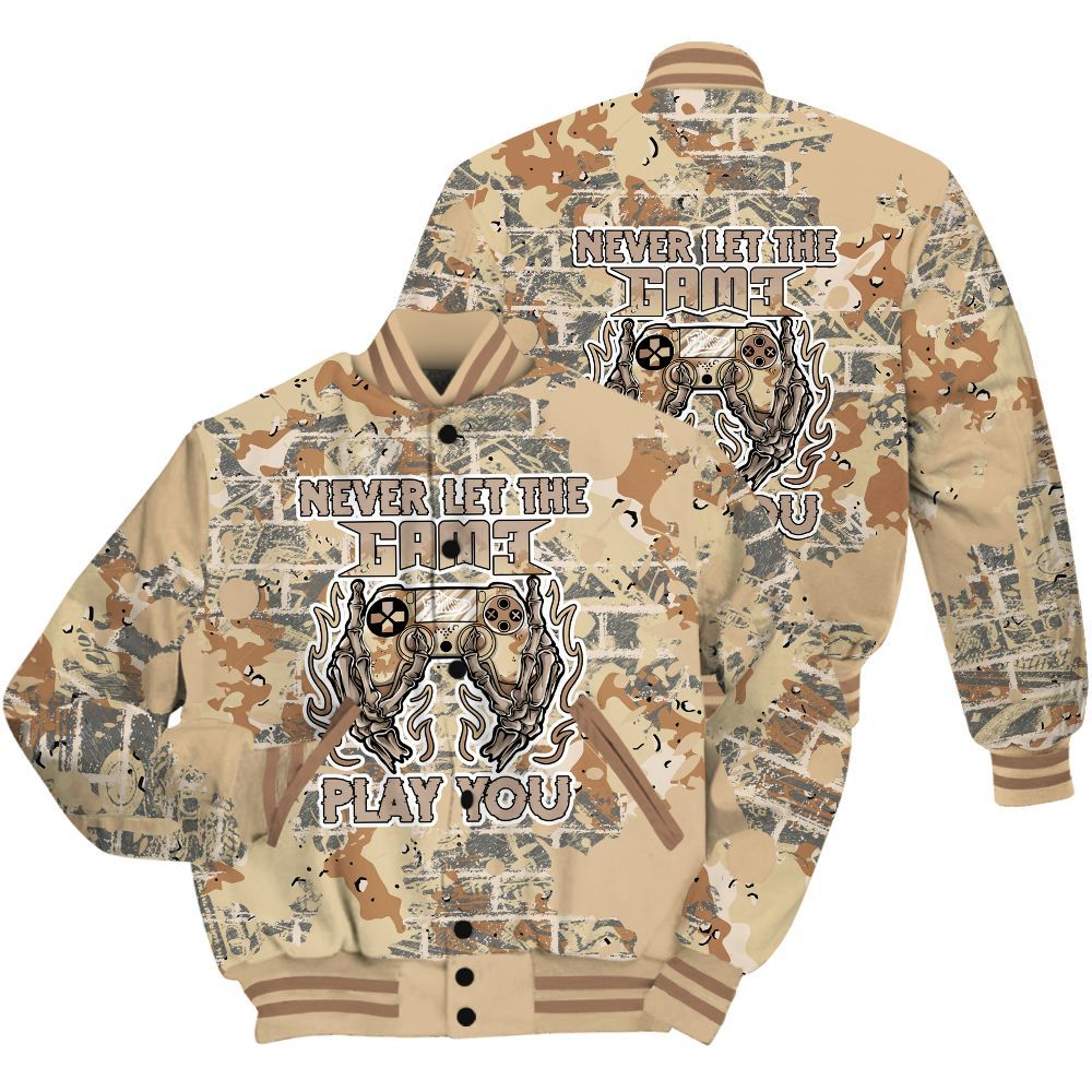 Varsity Jacket To Match Desert Camo 3s Shirt - PlayGame Skull Brick All Over Print