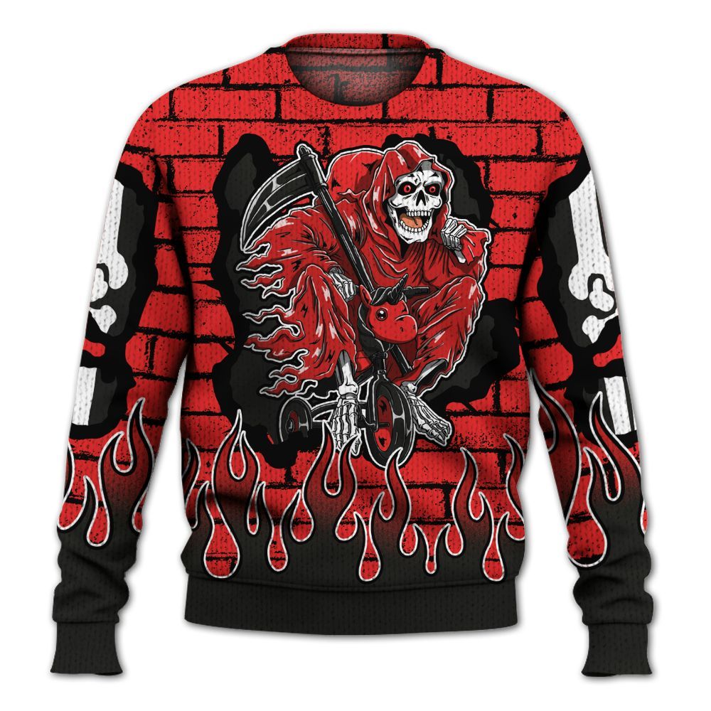 Knitted Sweater To Match Red Thunder 4s - Self Make Skeleton Crashed