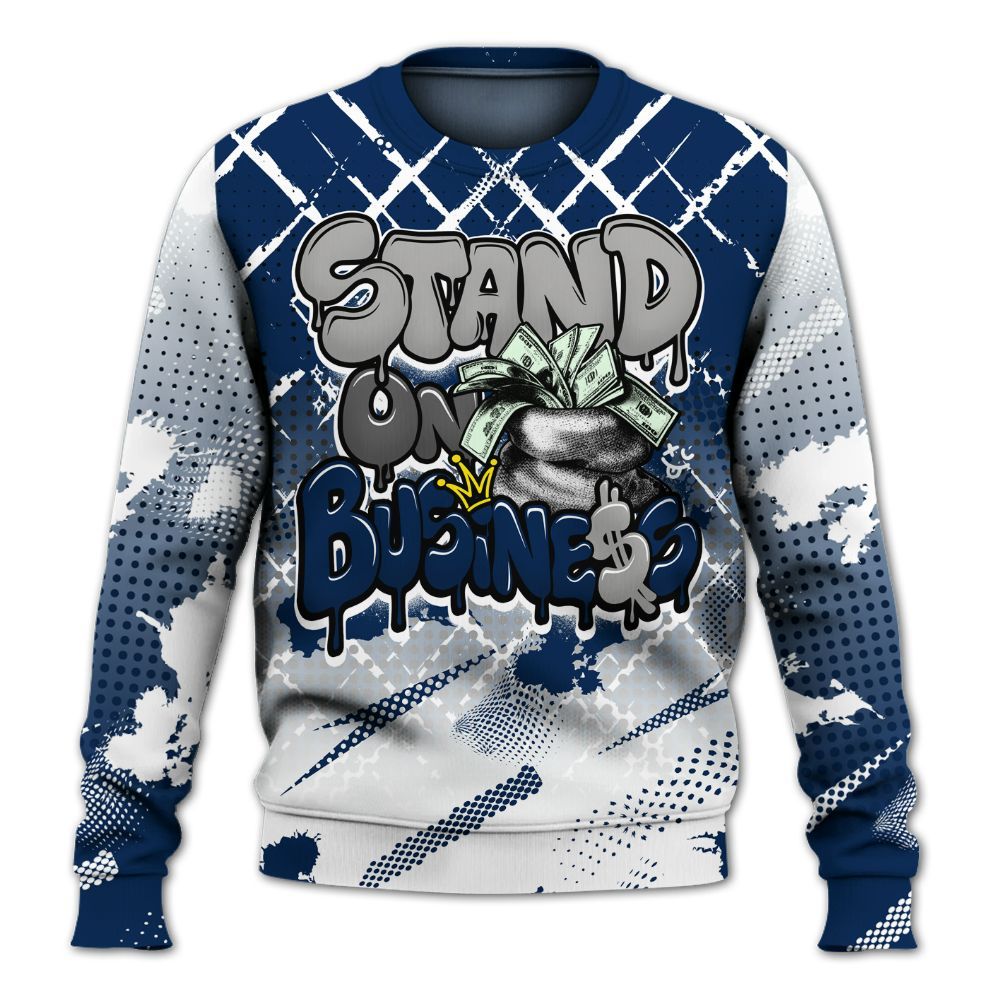 Sweatshirt To Match SB White Navy 4s - Halftone Stand Business Dripping All Over Print