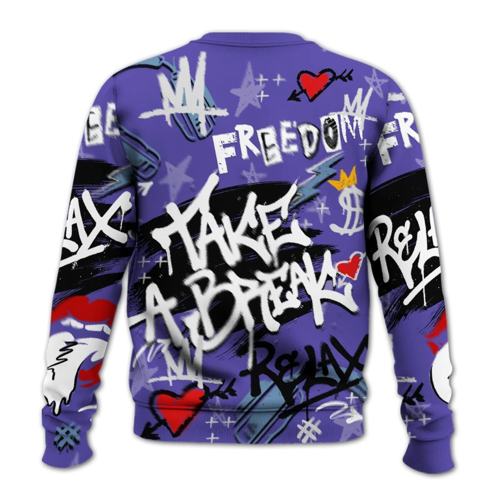 Sweatshirt To Match Retro Concord 5s - Take Break Freedom Graffiti Streetwear All Over Print