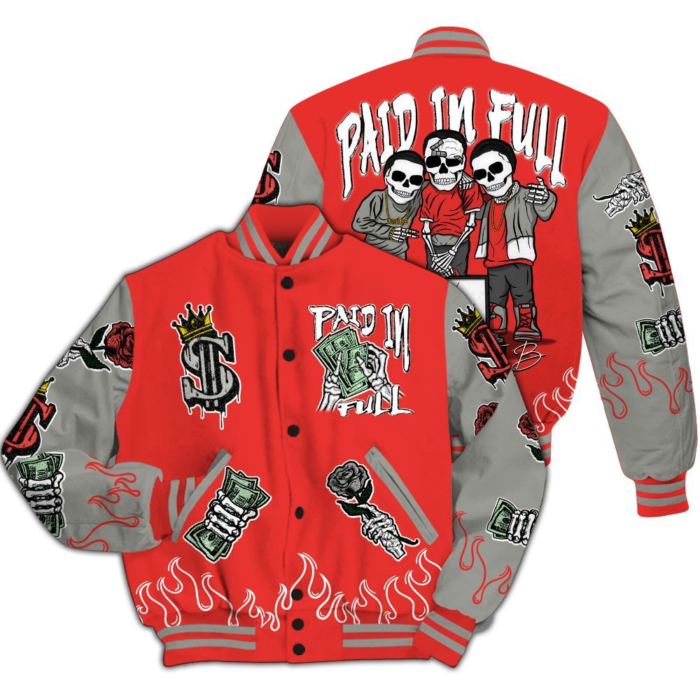 Varsity Jacket To Match Vomero 5 Bright Crimson - Fire Everybody Paid In All Over Print