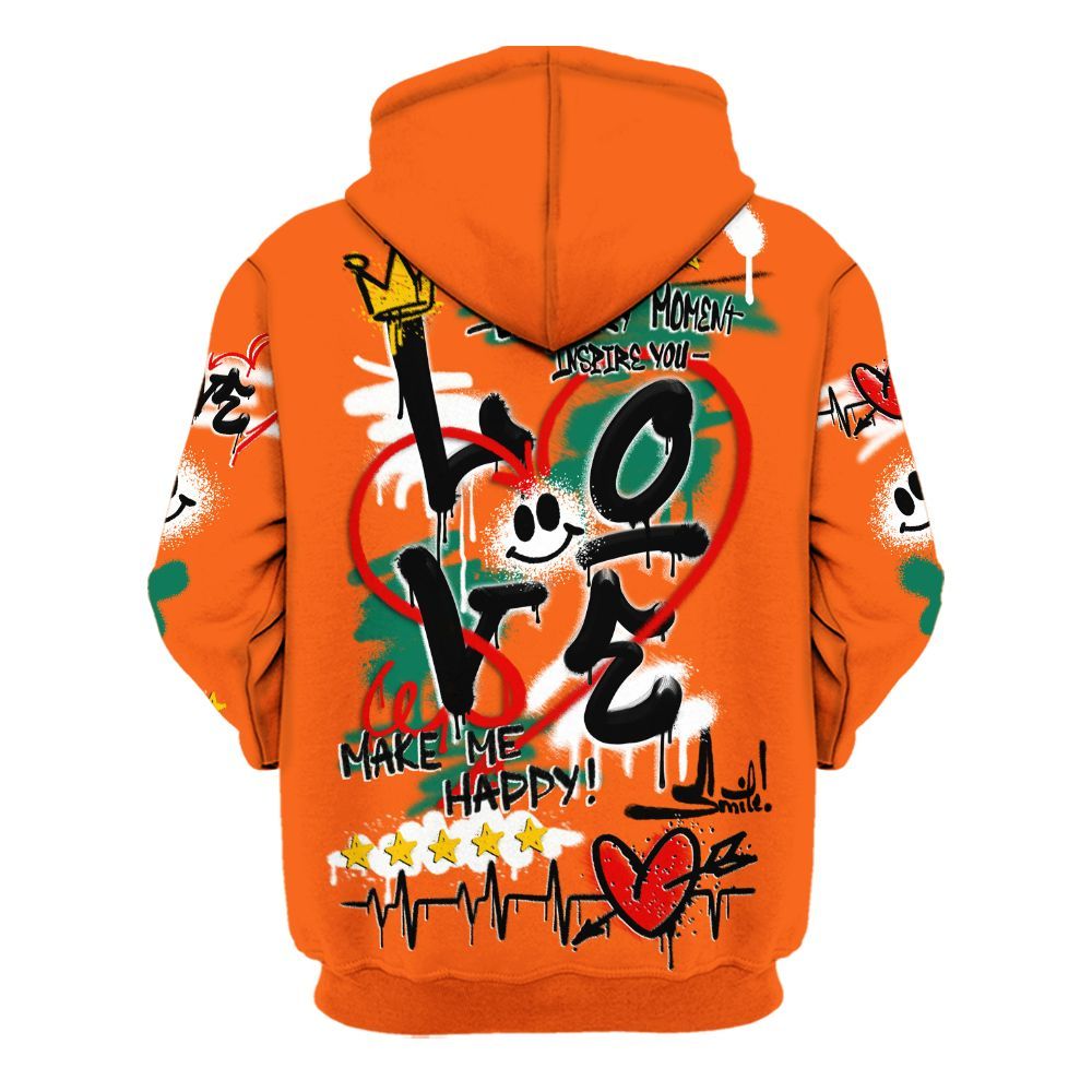 Hoodie To Match SoleFly Sail Gorge Green 3s - Happy Love Beats Graffiti Streetwear All Over Print