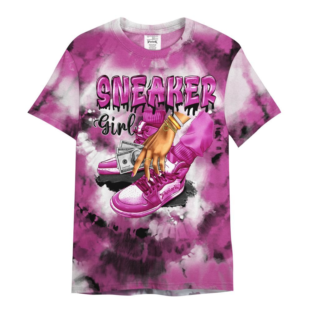 Shirt To Match Dunk Low Active Fuchsia - SNEAKER Girl Money Drip Tie Dye All Over Print