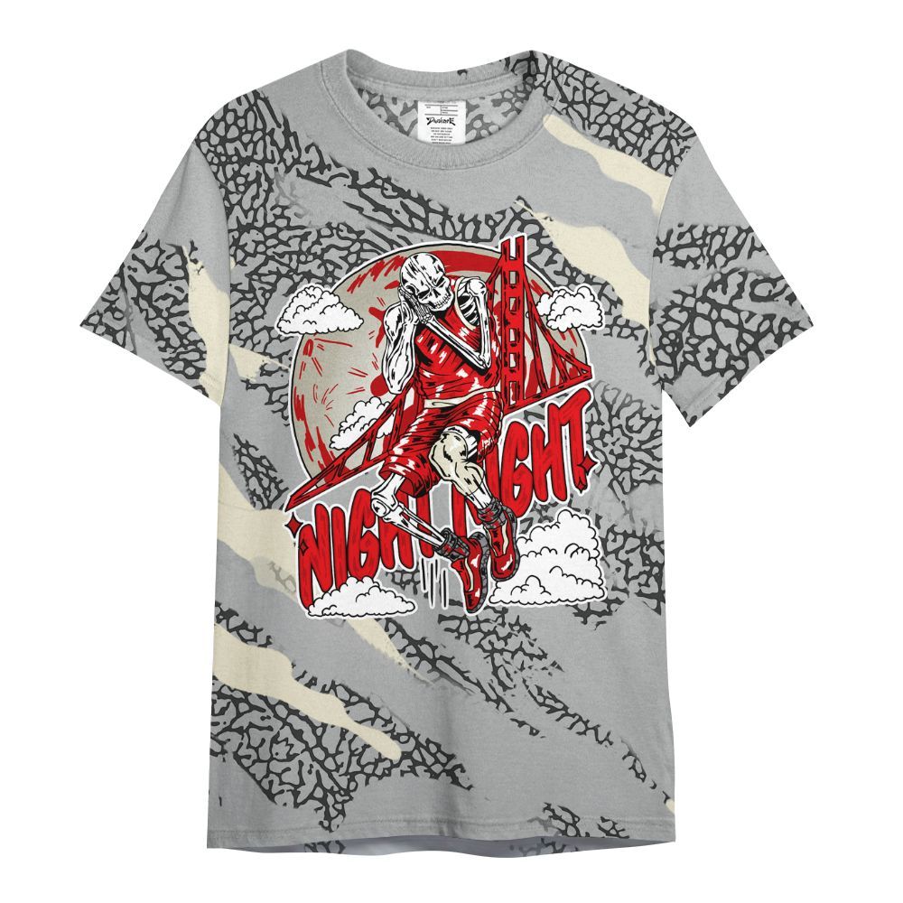 Shirt To Match Cement Grey 3s - Seeya Skeleton Colored All Over Print