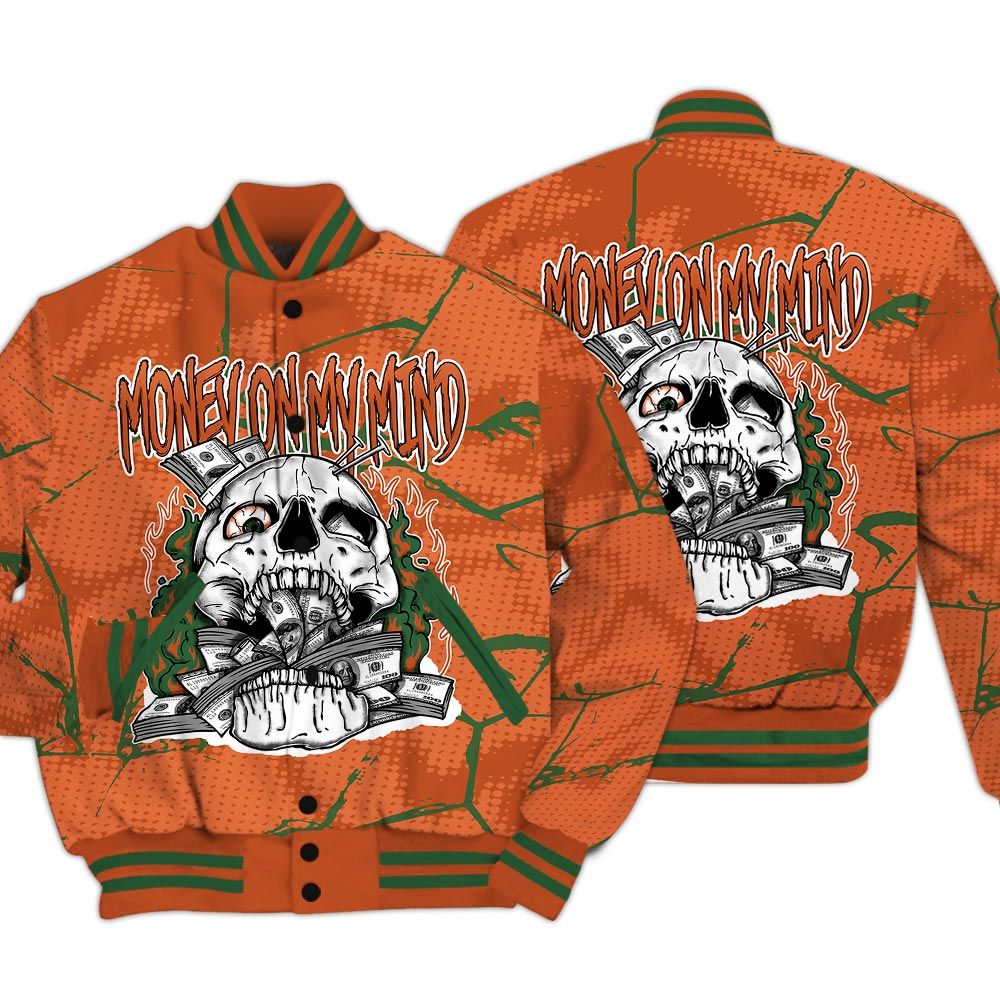 Varsity Jacket To Match Low Miami 5s - MOMM Skeleton Crack Varsity Jacket Unisex