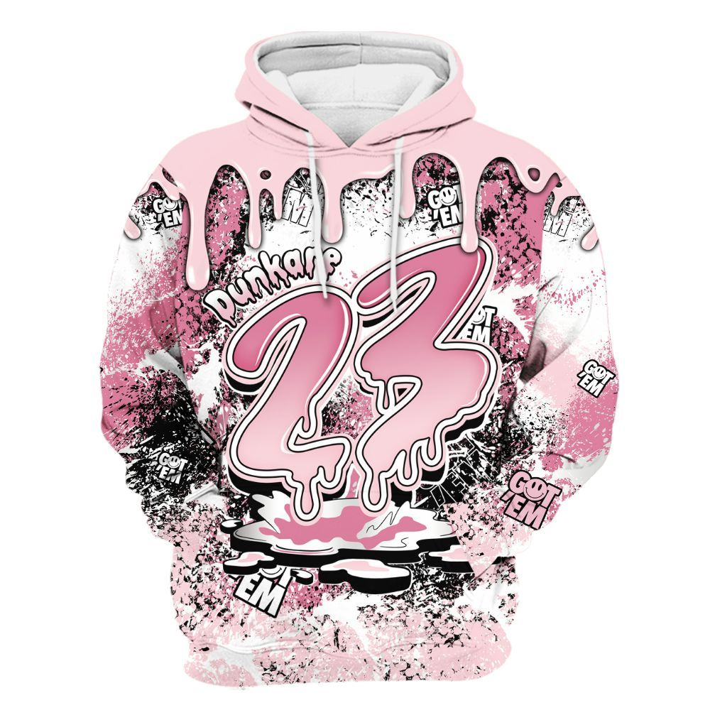 Hoodie To Match GS Pearl Pink 12s Shirt, Dripping 23 Drip All Over Print