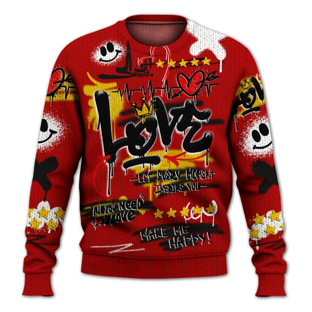 Sweater To Match Low Lucky Cat 1s - Happy Love Beats Graffiti Streetwear Graphic