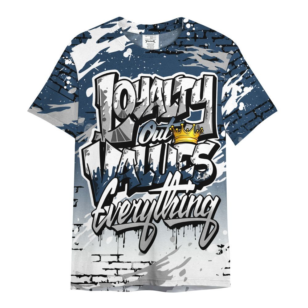 Shirt To Match Retro French Blue 2025 12s - Values Of Loyalty Drip All Over Print