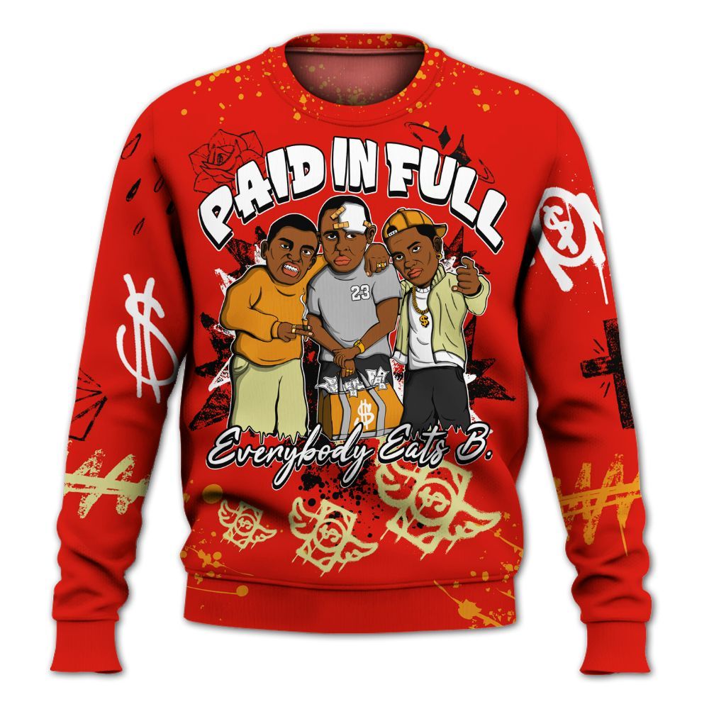 Sweatshirt To Match Retro Sunset 2026 5s - Everybody Paid In Full Crayon All Over Print