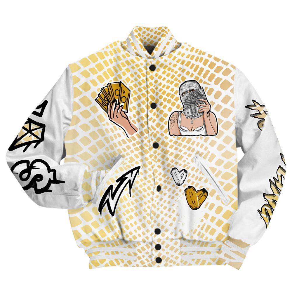 Varsity Jacket To Match Low Yellow Python 11s - Hustling Unique All Over Print
