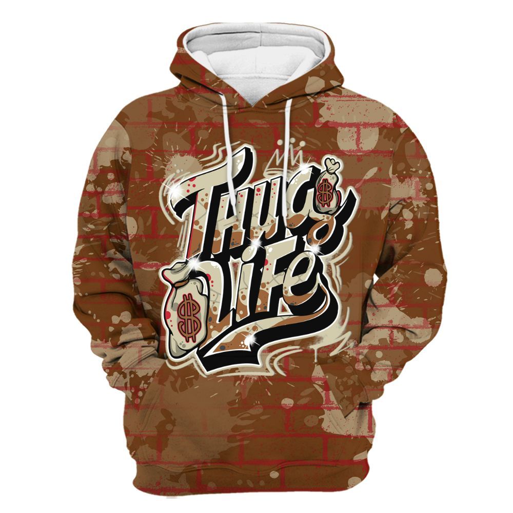 Hoodie To Match Archaeo Brown 5s - Free Thug Living Graphic Brick Art All Over Print