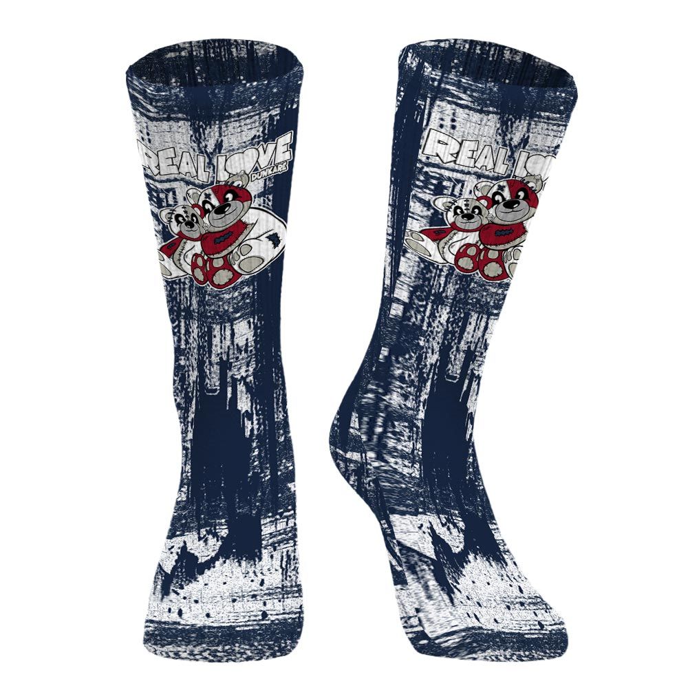 Sock To Match White Midnight Navy 6s - Sincere Fondness Bear Graphic Unisex