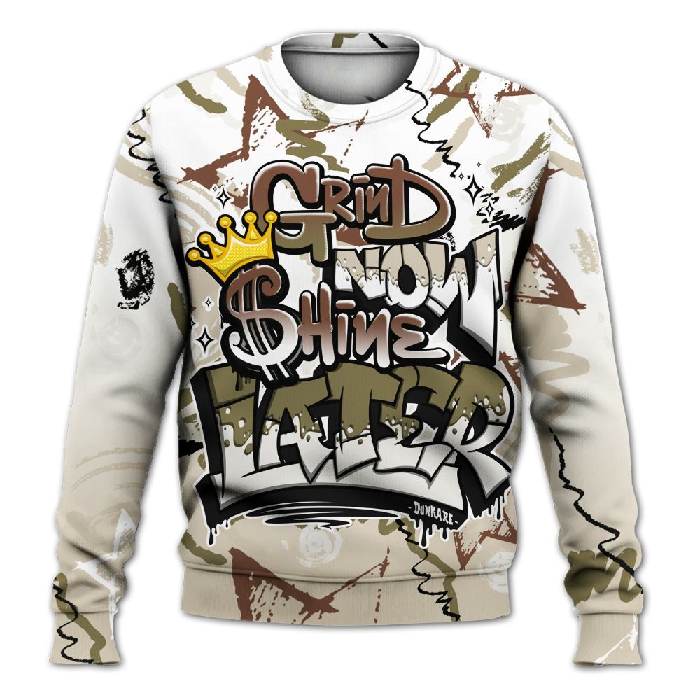 Sweatshirt To Match Sail Neutral Olive 6s - Grind Shine Later Drip All Over Print