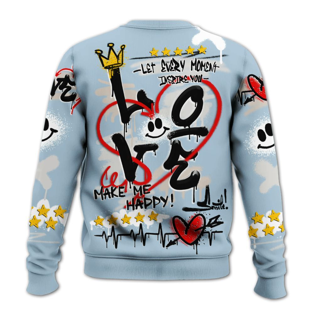 Sweatshirt To Match High OG Alaska 1s - Happy Love Beats Graffiti Streetwear All Over Print