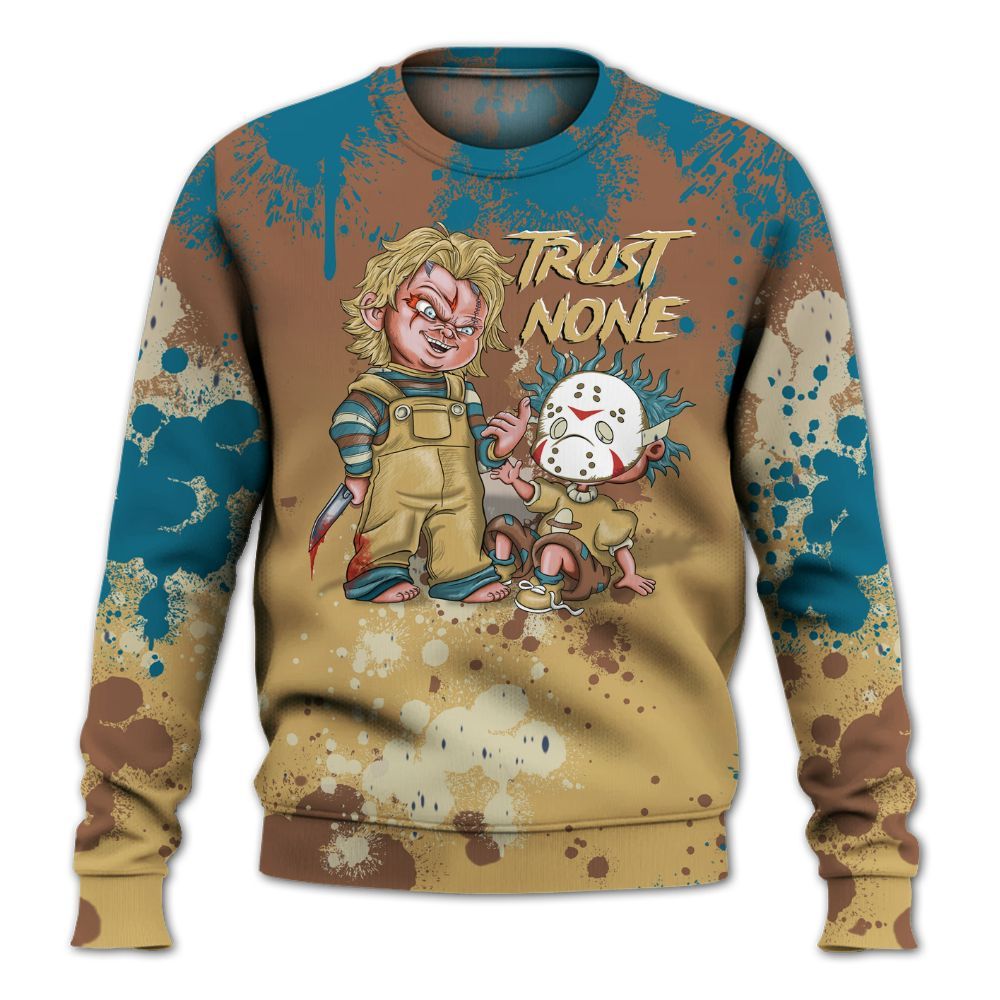 Sweatshirt To Match Retro Cacao Wow 4s - Trust No One Scary All Over Print