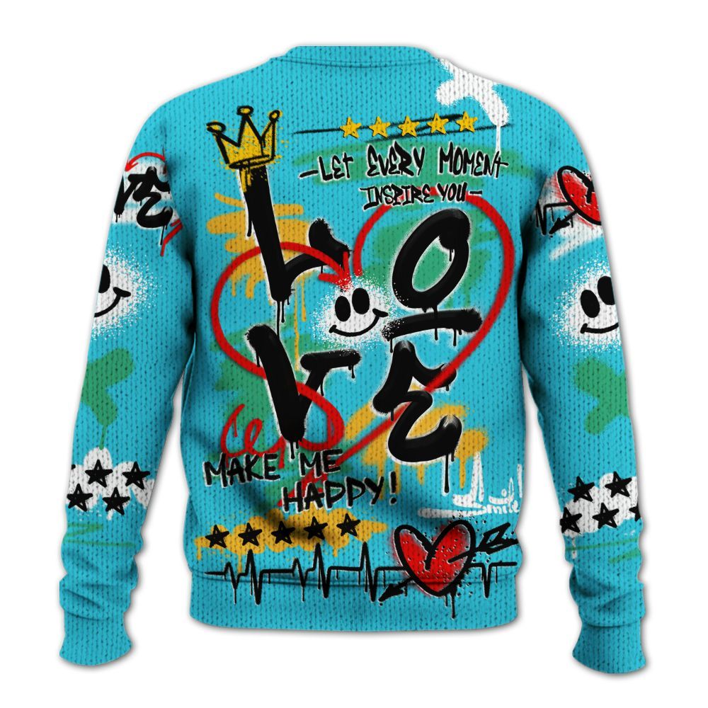 Knitted Sweater To Match Dunk Chunky Dunky - Happy Love Beats Graffiti Streetwear