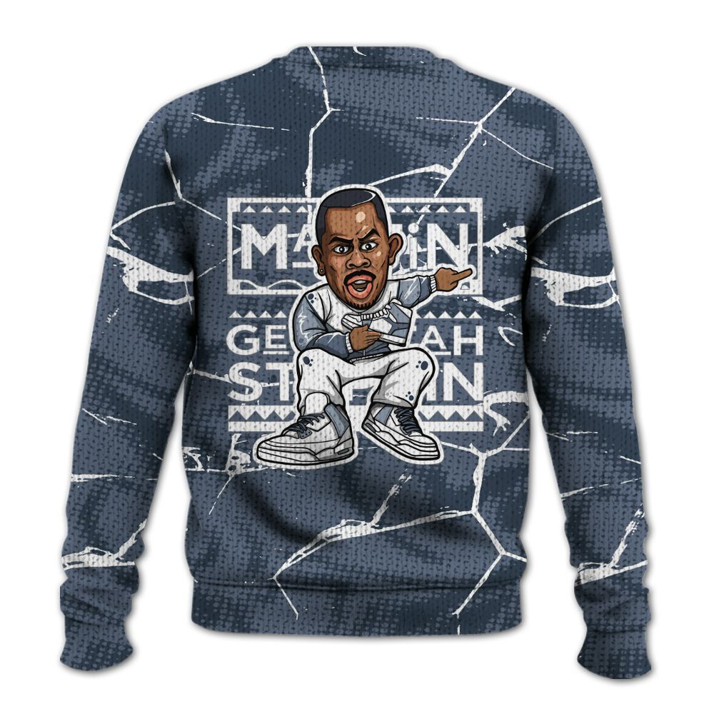 Knitted Sweater To Match Low Diffused Blue 11s - Get Tag Sneakers Steppin' Graphic Crack