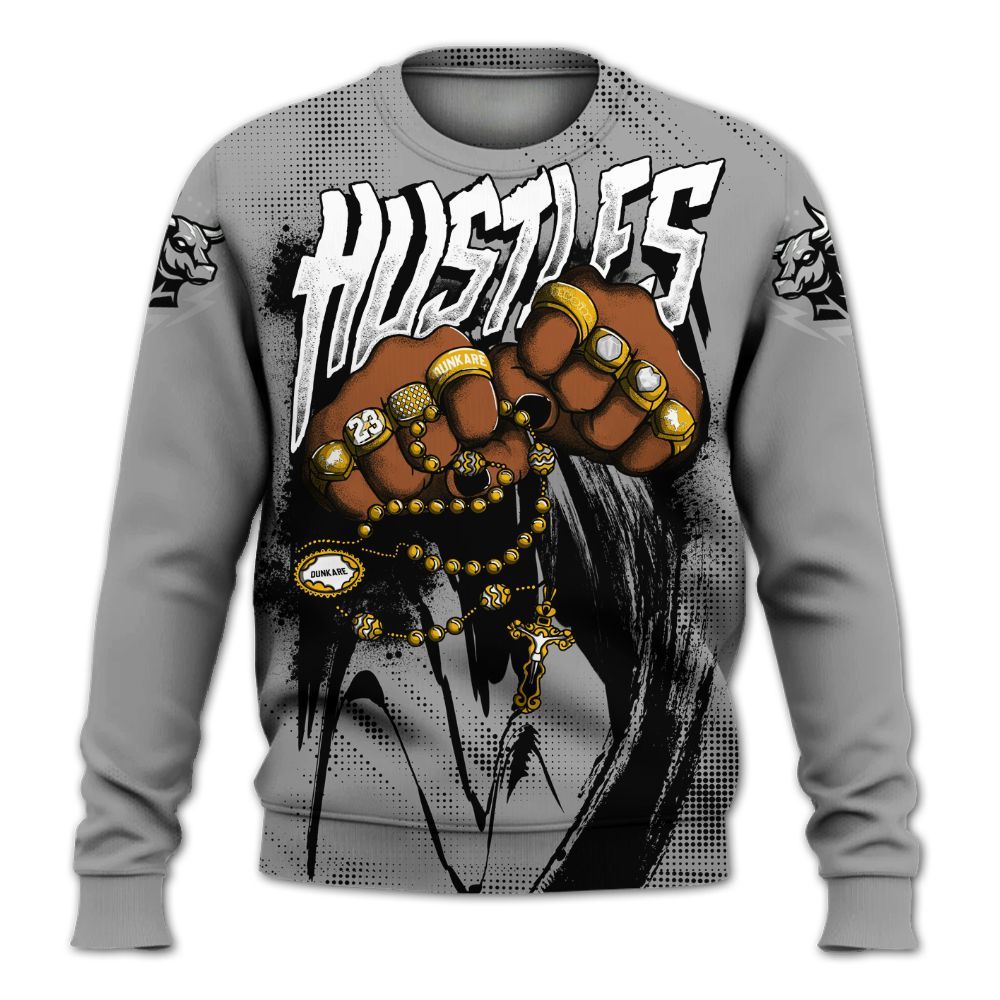 Sweatshirt To Match Black Wolf Grey 12s - Hustle Make Money All Over Print
