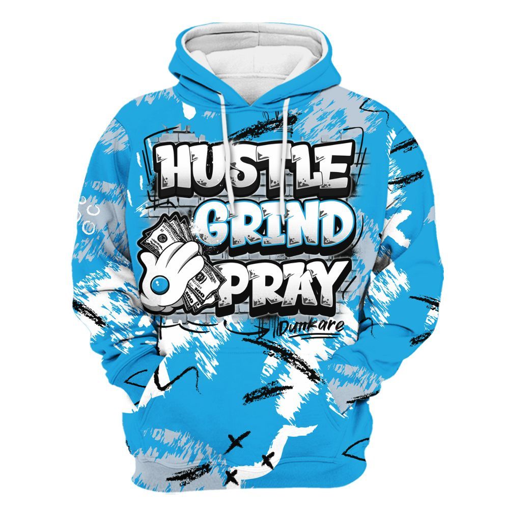 Hoodie To Match University Blue Low 2026 11s - Hustle Grind Pray Graphic Street Style All Over Print