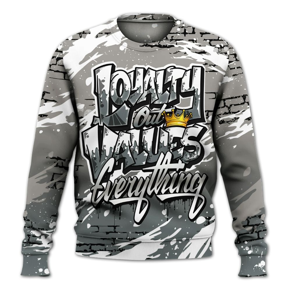 Sweatshirt To Match Cool Grey 9s - Values Of Loyalty Drip All Over Print