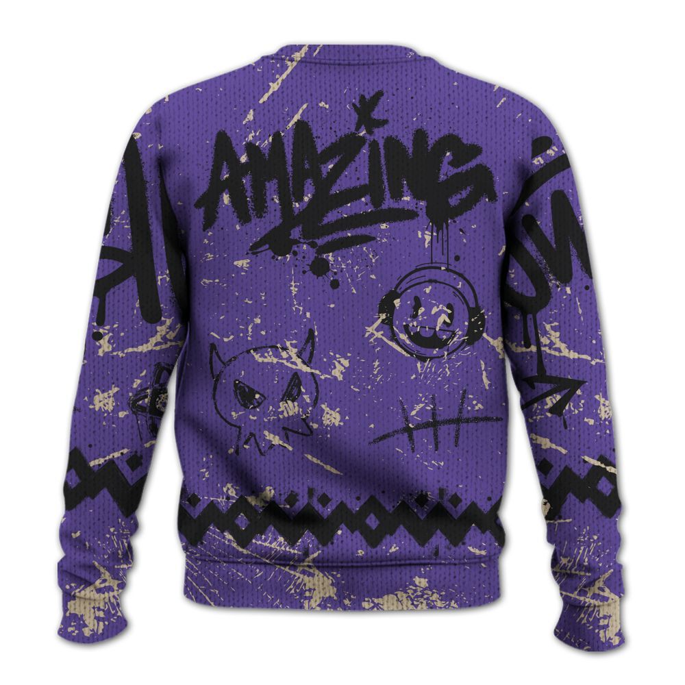 Knitted Sweater To Match Air Max Waffle SP Voltage Purple - Friday Sneaker Crayon