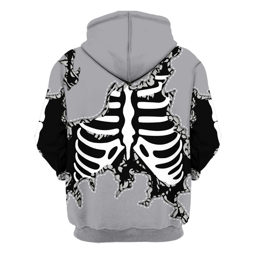 Hoodie To Match Cement Grey 3s - Skeleton Smiley Face All Over Print