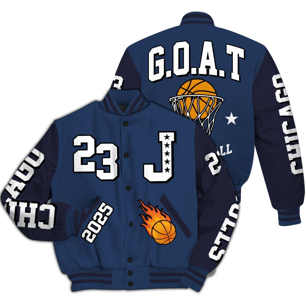 Varsity Jacket To Match Low 85 Metallic Blue 1s - Chicago 23 Basketball All Over Print
