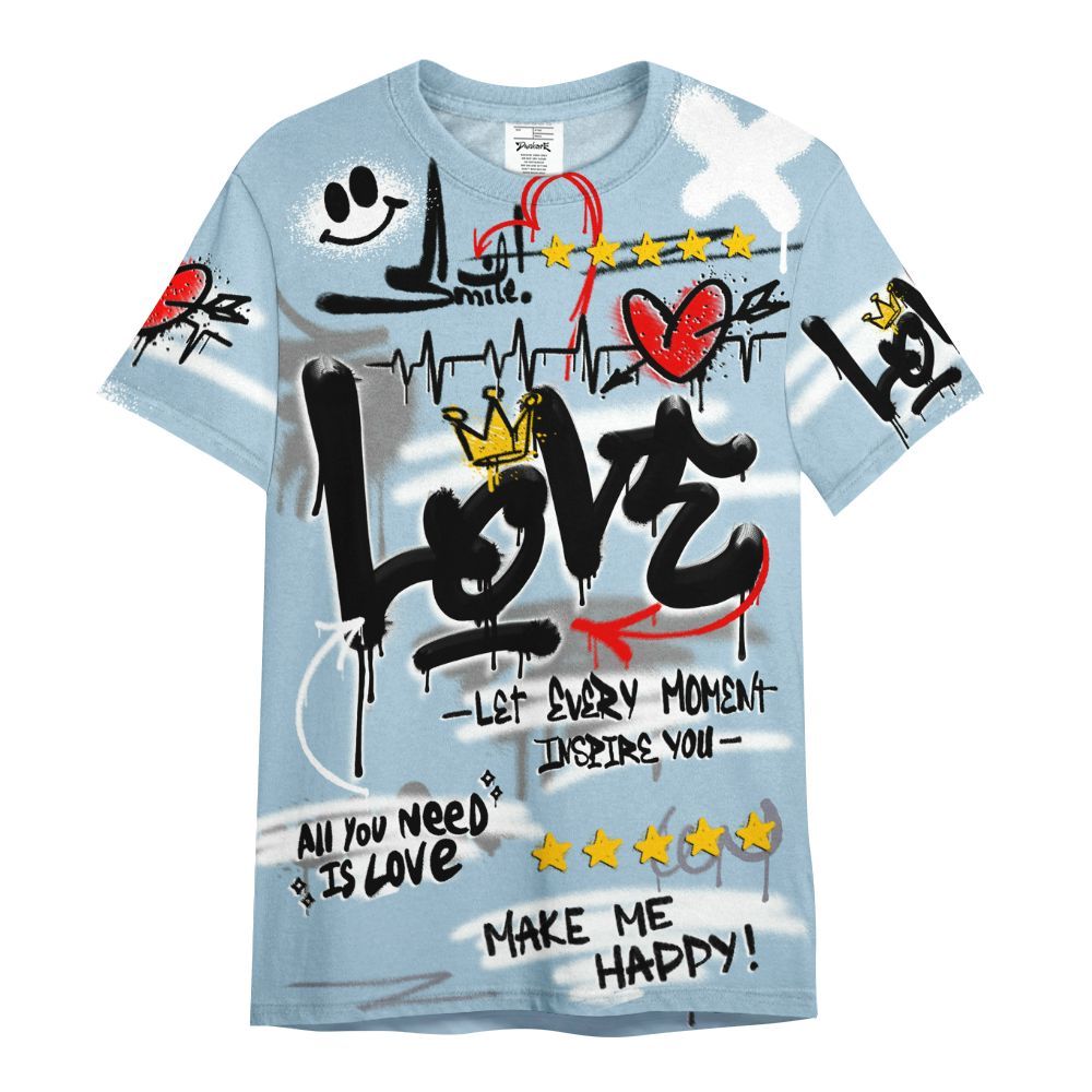 Shirt To Match Chambray 7s - Happy Love Beats Graffiti Streetwear All Over Print