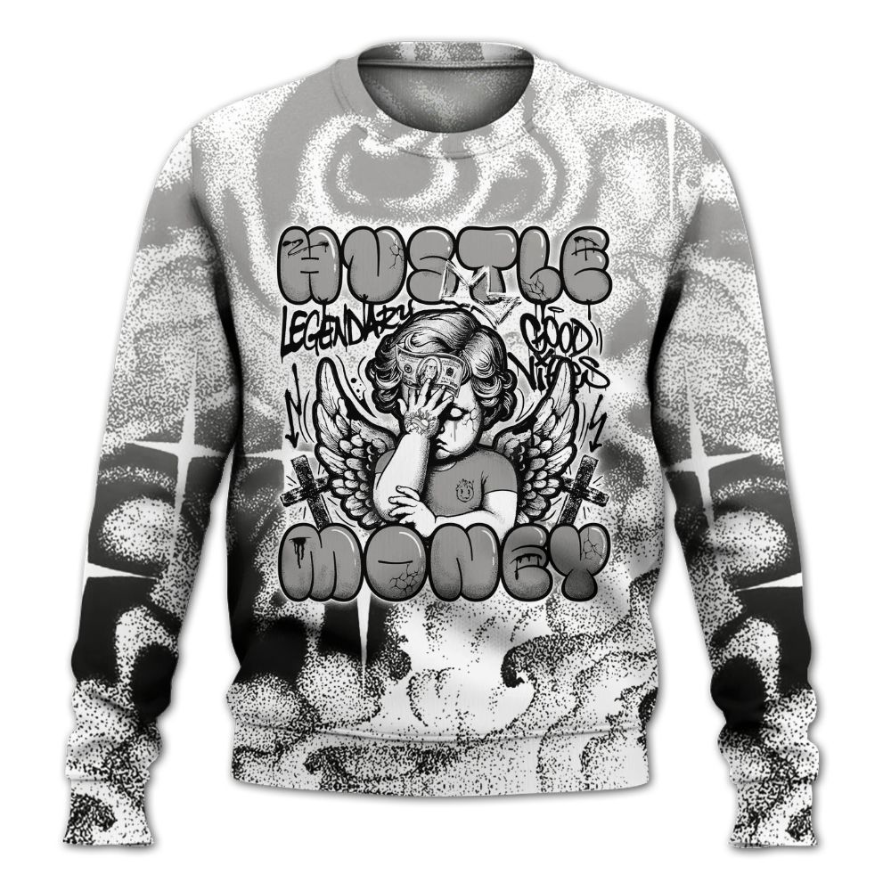 Sweatshirt To Match OG Steel Grey 10s - Angel Hustle Money All Over Print