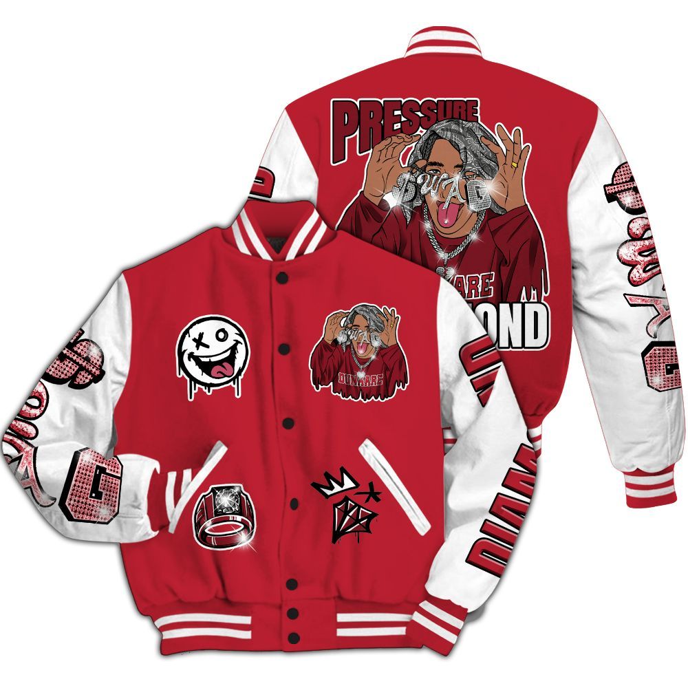Varsity Jacket To Match Red Flint 13s - Pressures Makes Varsity Jacket To Match All Over Print