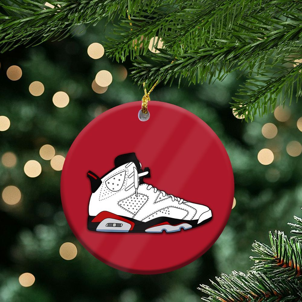 Retro Fire Red 6s Ceramic Ornaments