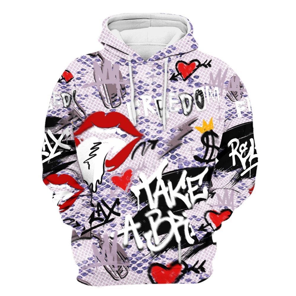 Hoodie To Match Air Force 1 Low Purple Snake - Take Break Freedom Graffiti Streetwear All Over Print