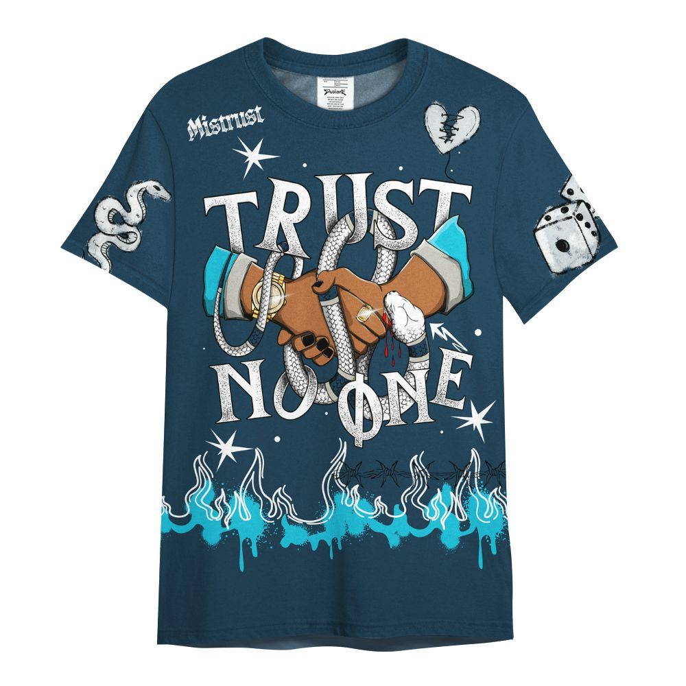 Shirt To Match Air Navy Baltic Blue - Trust No One Snake-Bite Doodle Crayon All Over Print