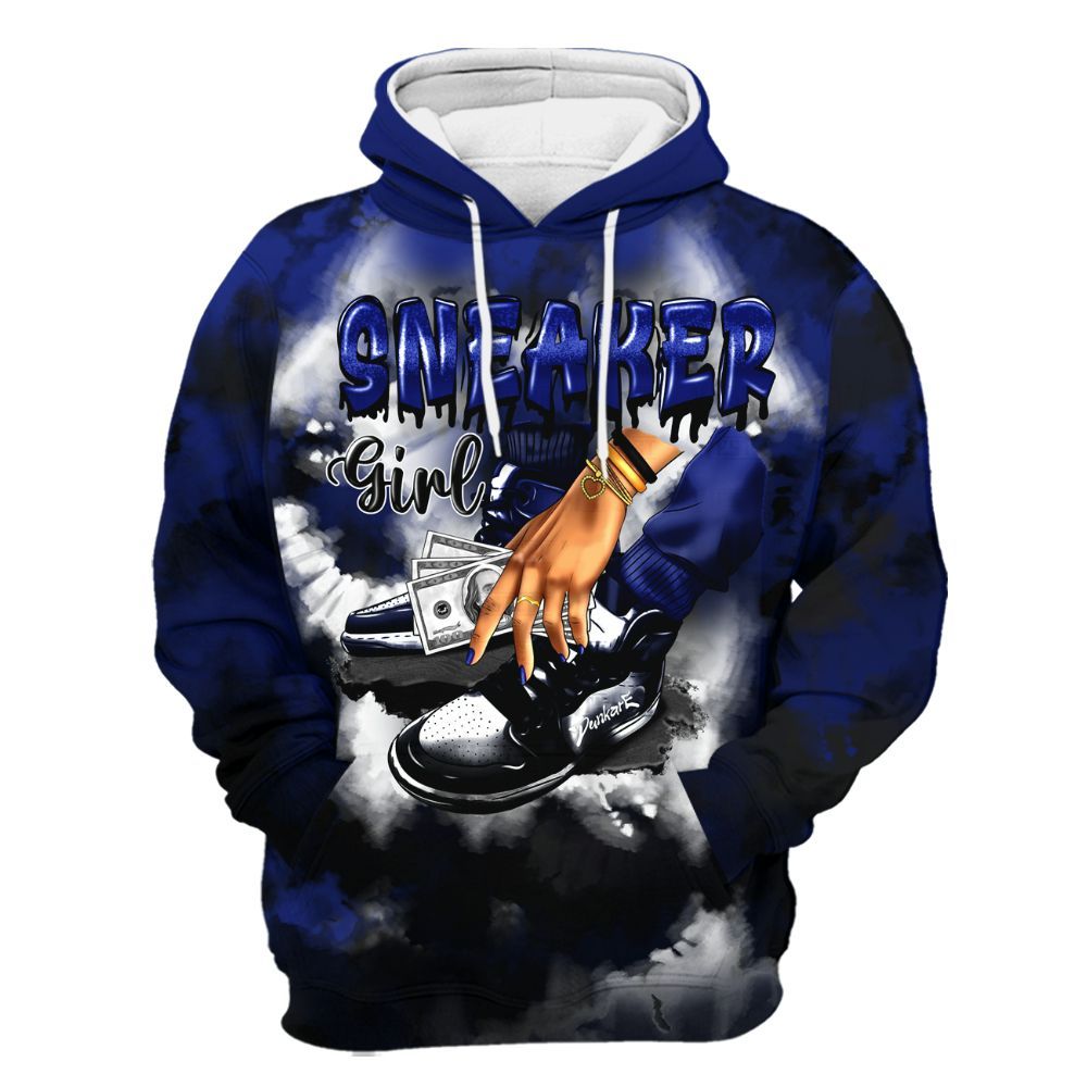 Hoodie To Match Air Max Plus Black Racer Blue - SNEAKER Girl Money Drip Tie Dye All Over Print