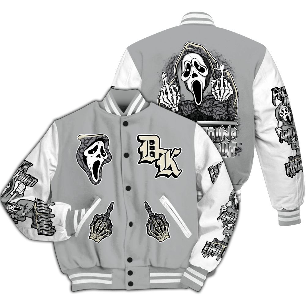 Varsity Jacket To Match Cement Grey 3s - F#CK And Find Out Graphic All Over Print