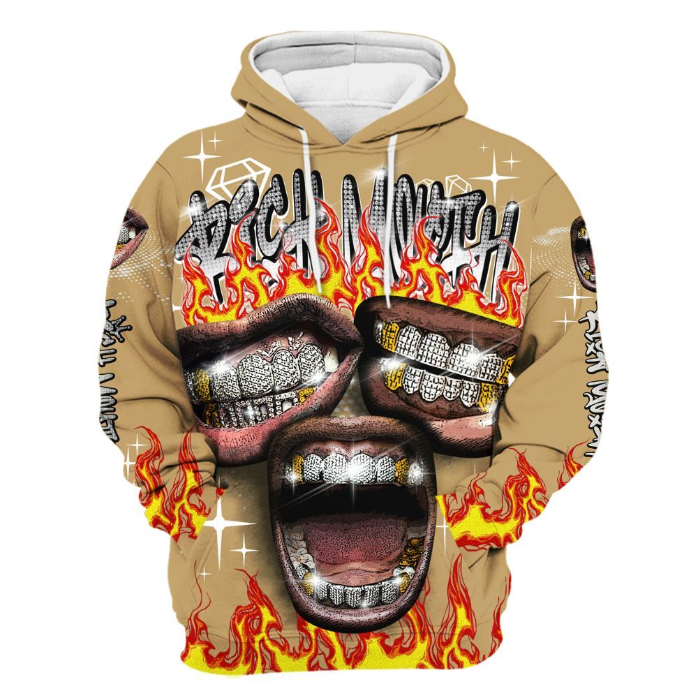Hoodie To Match Black LD 1000 - Rich Mouth Fire Rap Retro 90s All Over Print