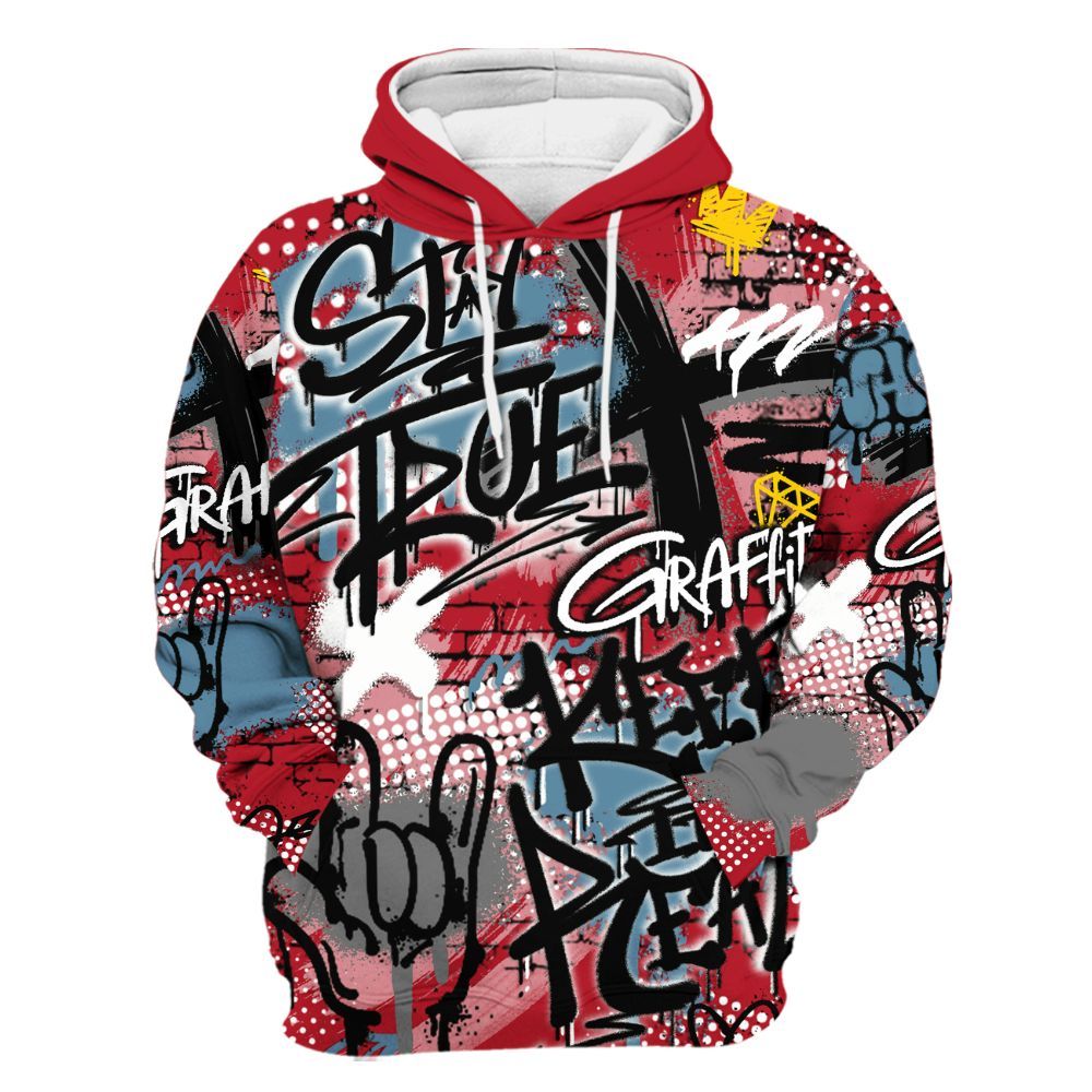 Hoodie To Match Retro Raging Bull 5s - True It Real Graffiti Streetwear All Over Print