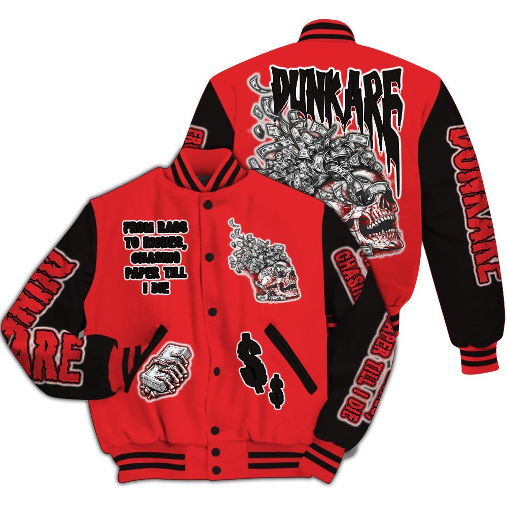 Varsity Jacket To Match Chile Red 9s - From Rags To Riches All Over Print
