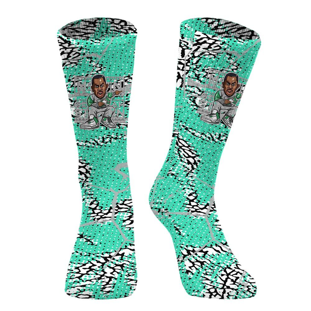 Sock To Match Black Green Glow 3s - Get Tag Sneakers Steppin' Graphic